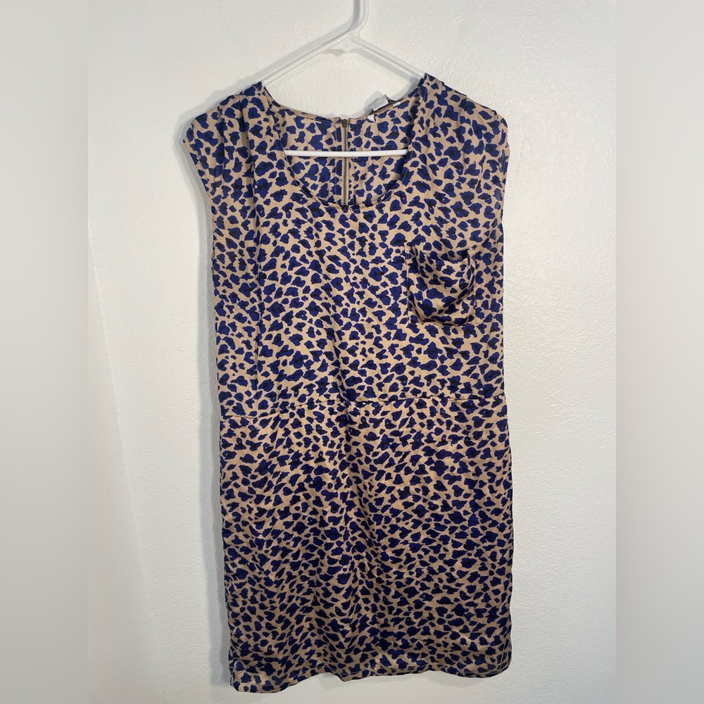 Bar III Blue and Tan Animal Print dress, size S